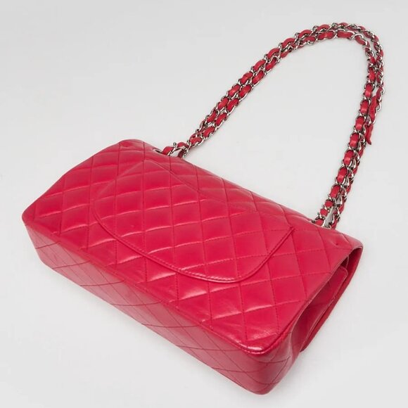 Chanel Pink Quilted Lambskin Leather Classic Medium Double Flap Bag - Picture 11 of 12